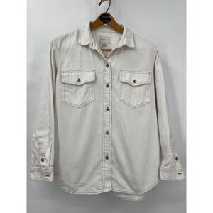 American Eagle Shirt Womens Med White Button Up Denim Western Casual Workwear